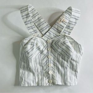 Rebecca Taylor White and Gray Striped Crop Top